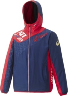 【ASICS/アシックス】 A77 ブレーカーパーカ(背メッシュ) ネイビーブルーxトラックレッド ユニセックス アシックス